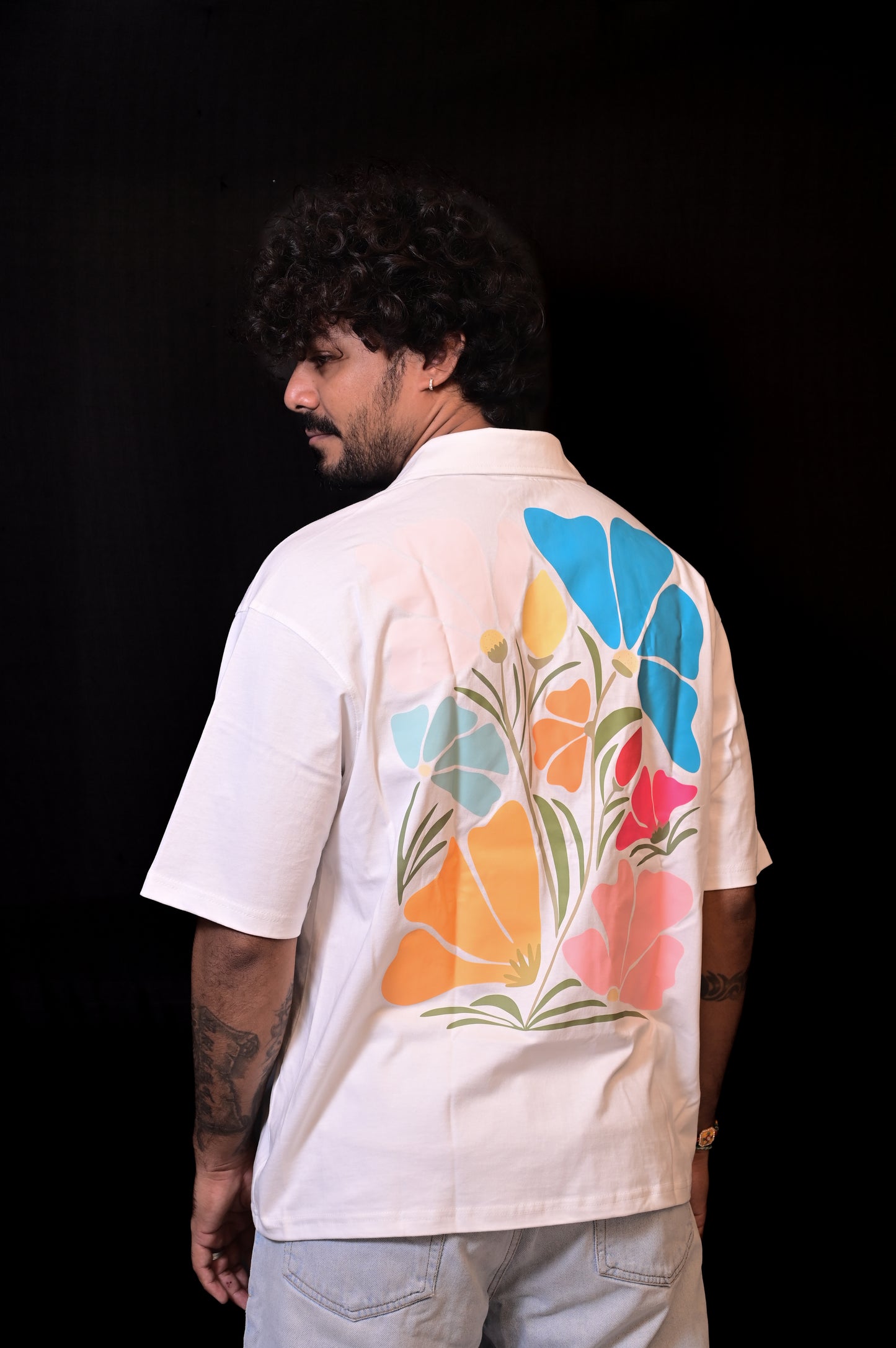 OVERSIZED SHIRT | Scandinavian Flower Painting
