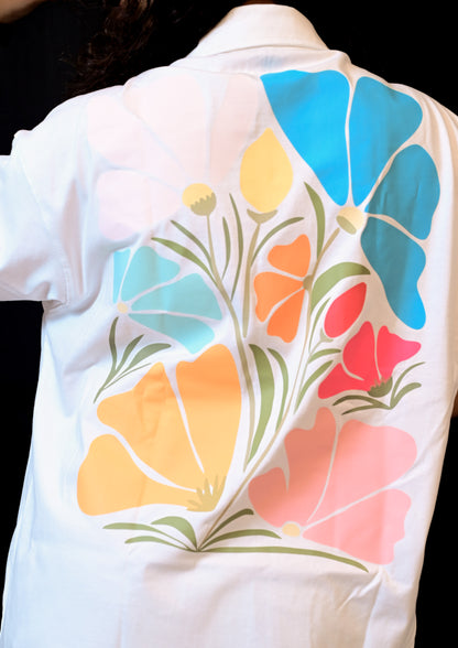 OVERSIZED SHIRT | Scandinavian Flower Painting