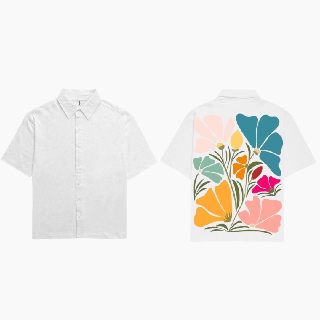 OVERSIZED SHIRT | Scandinavian Flower Painting